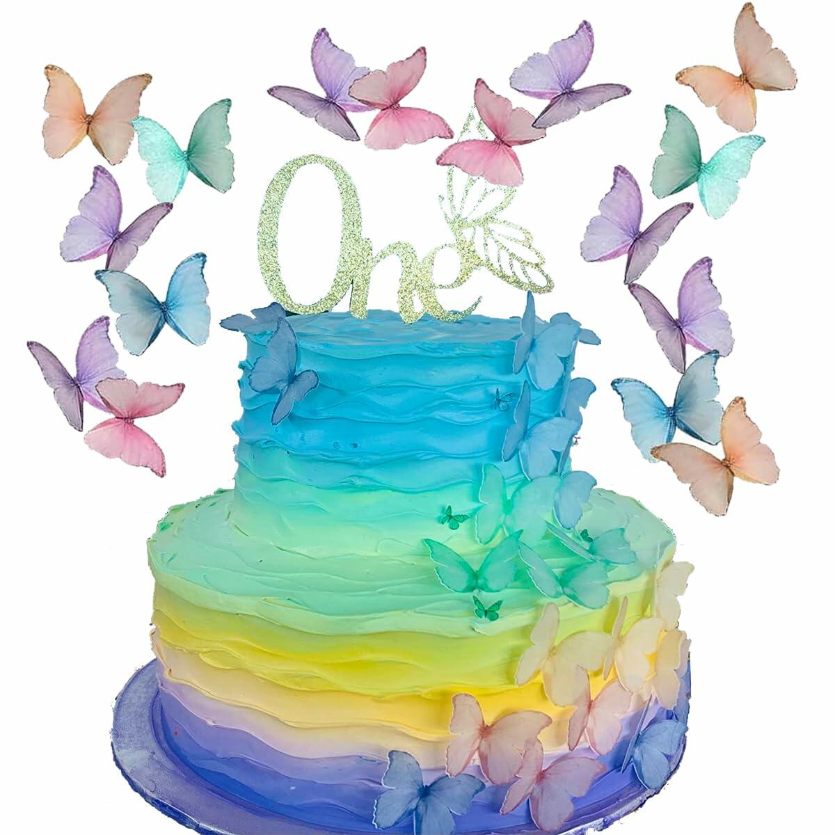 CHOCKACAKE Edible Butterflies Cake Toppers Set of 24 1.77in Multi-Color Paper
