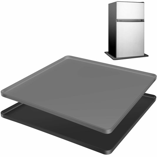 Kucucyle Mini Fridge Silicone Mat 23.6x23.6in Floor Protector 2PCS Black+Gray