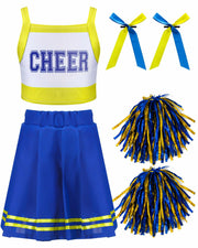 JenPen Girls Cheerleader Dress Crop Top Skirt Bow Hair Rope Ball Size L