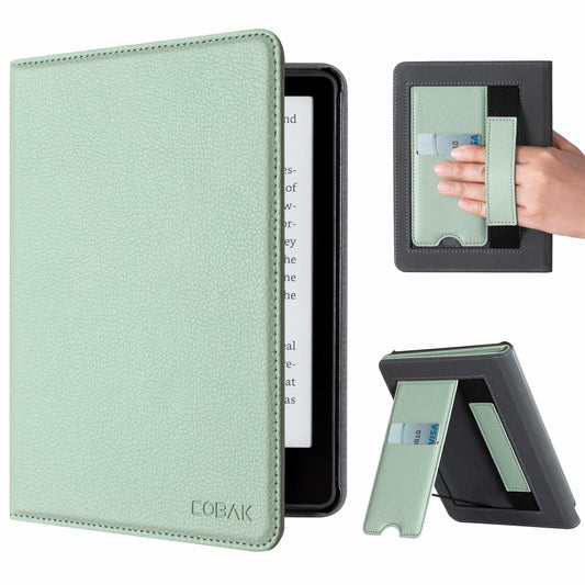CoBak Kindle Paperwhite 11th Gen 6.8" PU Leather Case Stand Agave Green