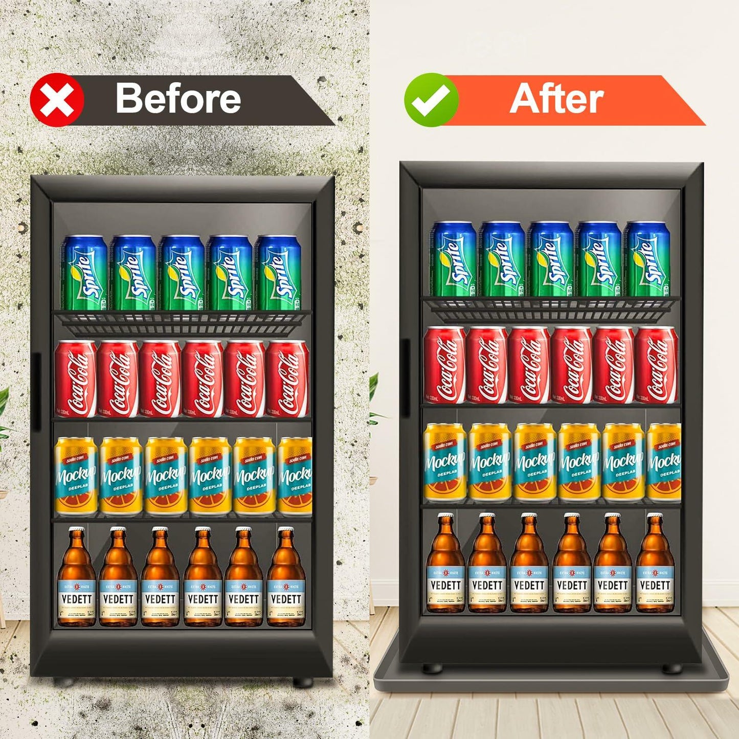 Kucucyle Mini Fridge Silicone Mat 23.6x23.6in Floor Protector 2PCS Black+Gray