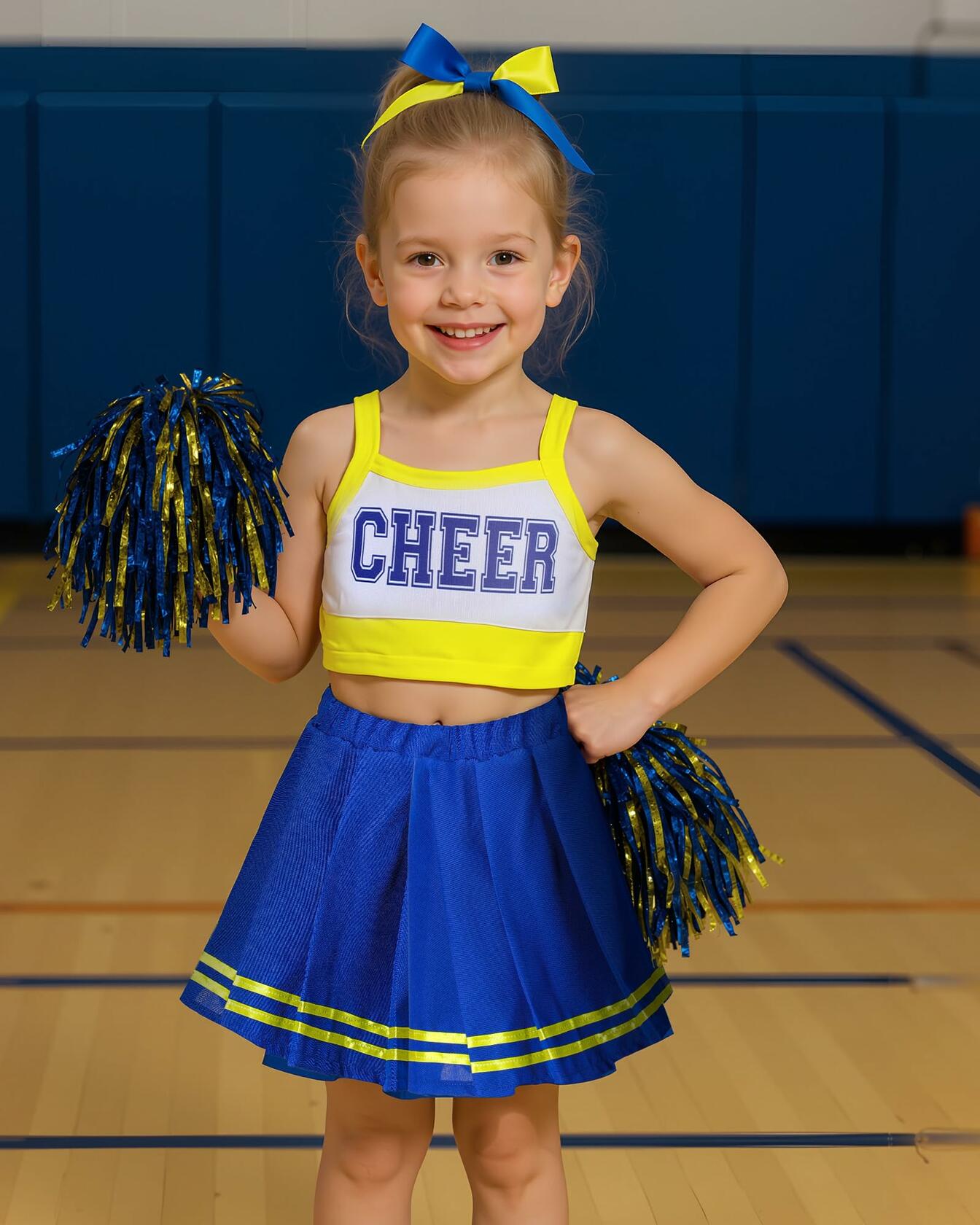 JenPen Girls Cheerleader Dress Crop Top Skirt Bow Hair Rope Ball Size L