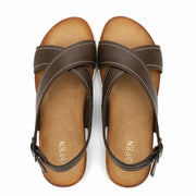 UBFEN Womens Flat Sandals Arch Support Adjustable Slingback Coffee Size 8