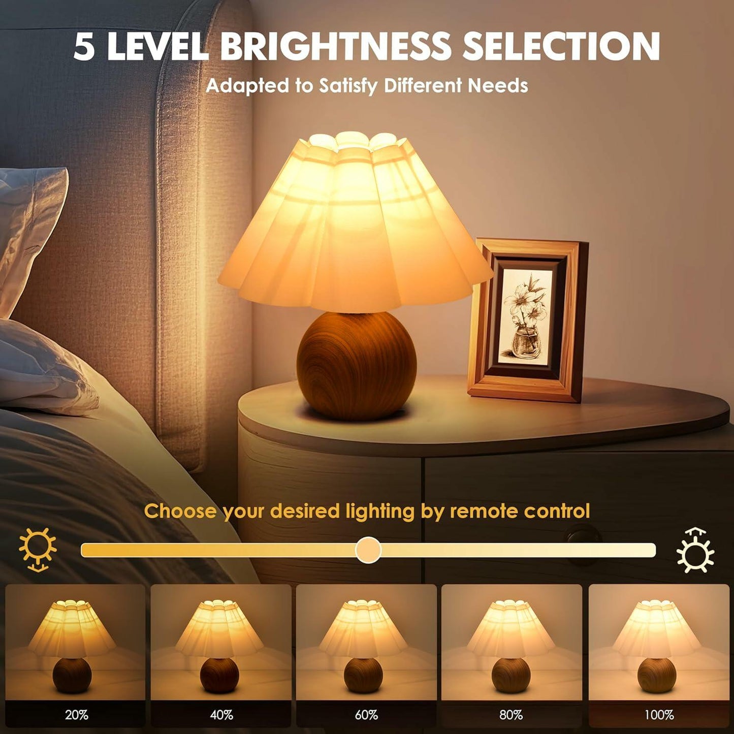 WLQCWL Cordless Rechargeable Table Lamp 12 Colors Brown Metal Farmhouse