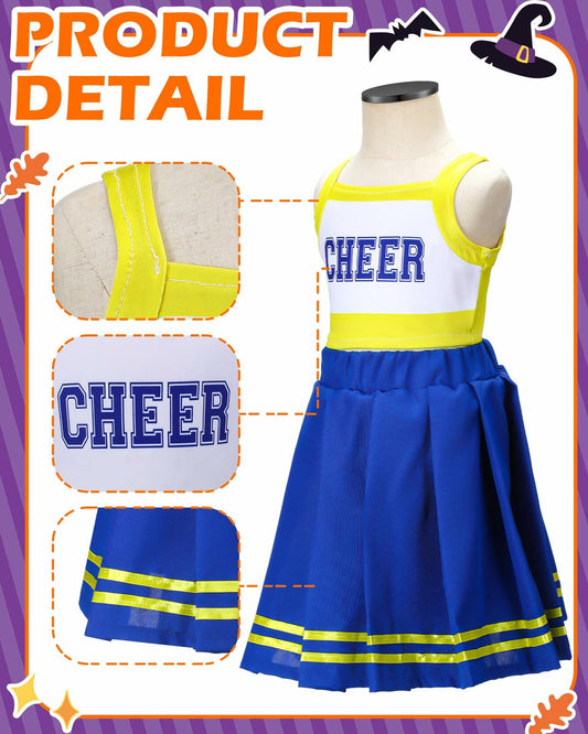 JenPen Girls Cheerleader Dress Crop Top Skirt Bow Hair Rope Ball Size L