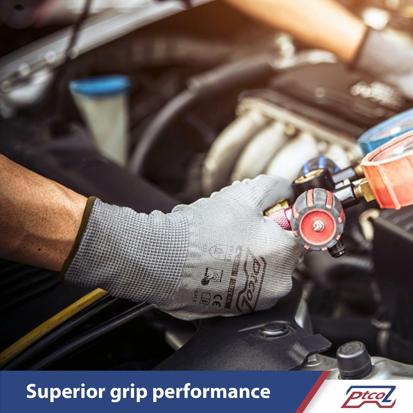 PTCOL PU Coated Work Gloves 12 Pairs Black Polypropylene Size XL