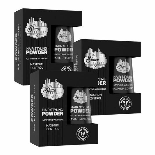 The Shave Factory Hair Styling Powder 20g Mattifying Volumizing 3 Pack Black