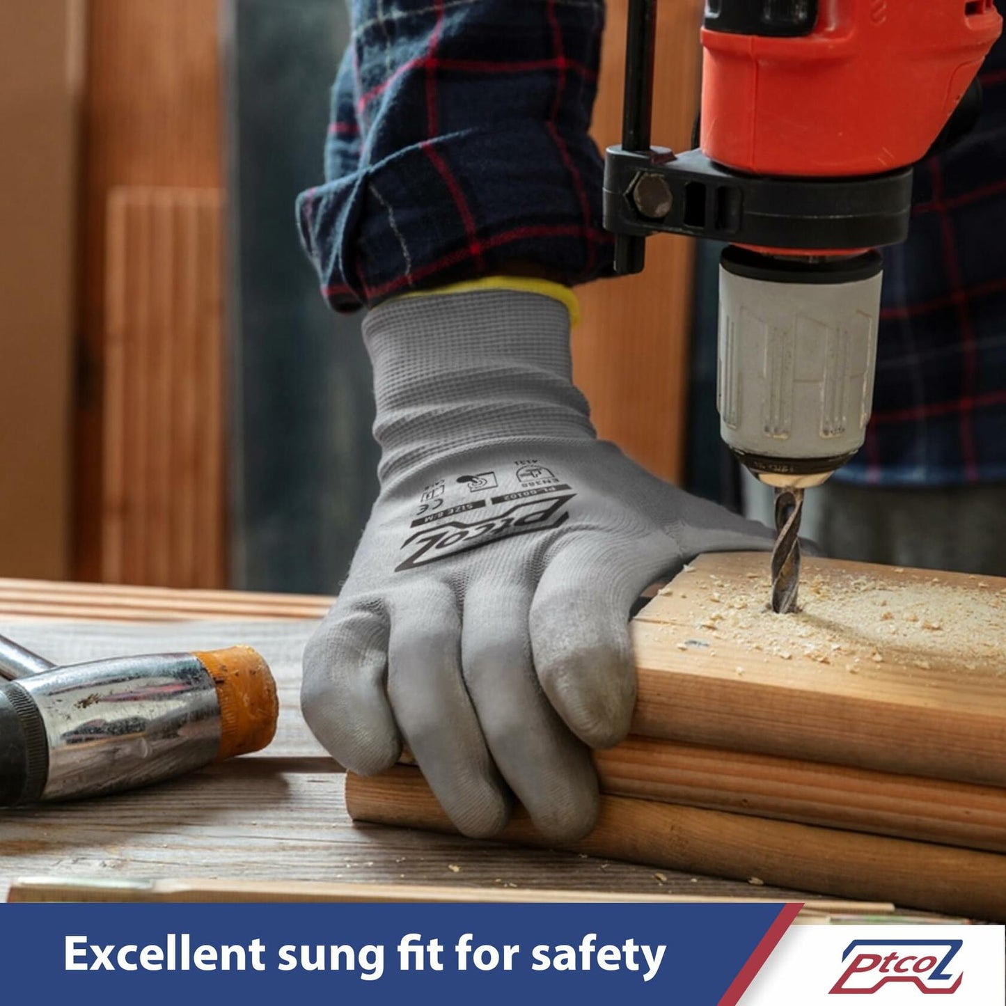 PTCOL PU Coated Work Gloves 12 Pairs Black Polypropylene Size XL