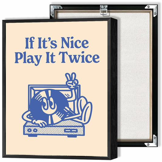 Drimiler Retro Vintage Record Player Canvas Wall Art 12x16in Framed