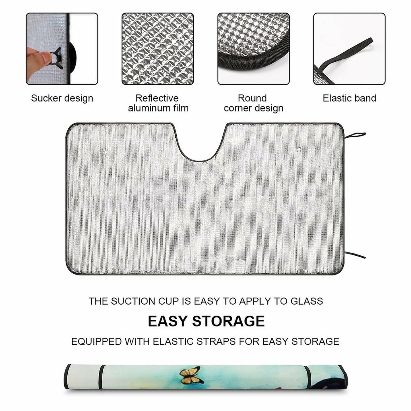 BAHELS Colorful Butterfly Car Windshield Sunshade UV Protector 55x30 Inch