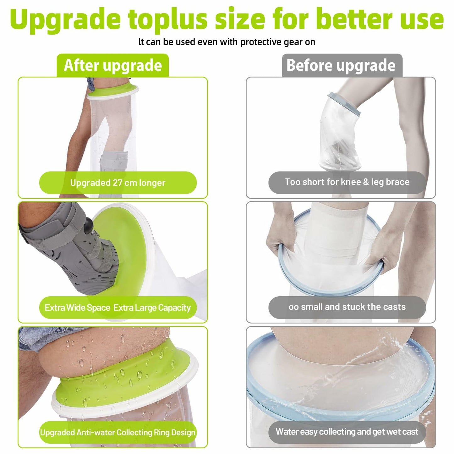 TANGKA Waterproof Full Arm Cast Cover Reusable Shower Sleeve Soft Comfortable