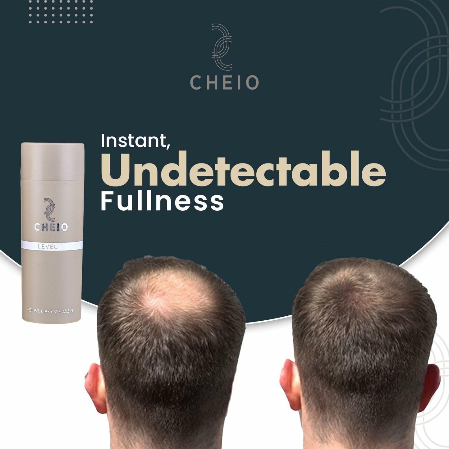 Cheio Hair Thickening Fibers Keratin Level 1 Dark Brown 27.5g Bald Spots