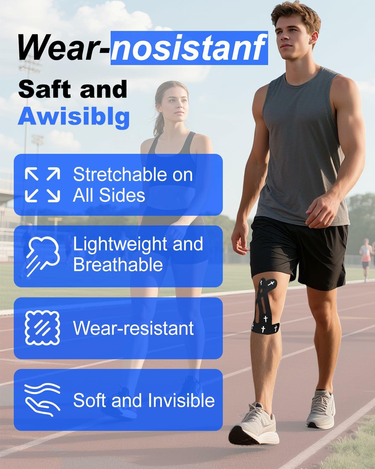 Yigney Christian Cross Kinesiology Tape Knee Support Black 12 Pcs