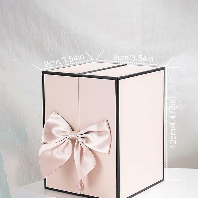 Generic Preserved Rose Gift Box with Pink Moss Bear & Necklace Gift