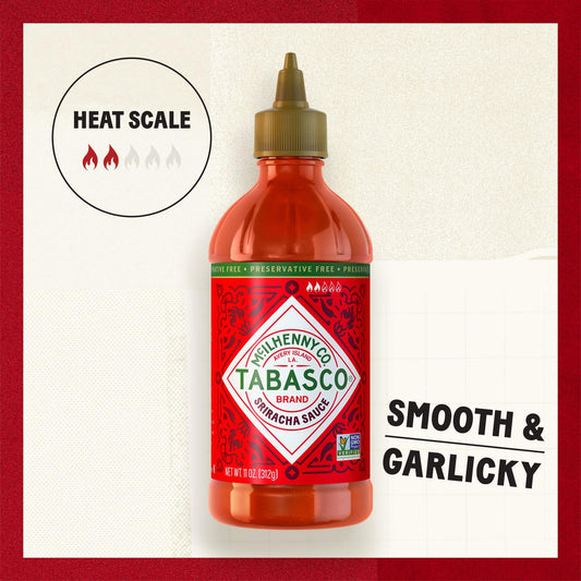BestBy12/25 TABASCO Sriracha Medium Hot Sauce 11oz Easy-Squeeze Bottle Pack 1