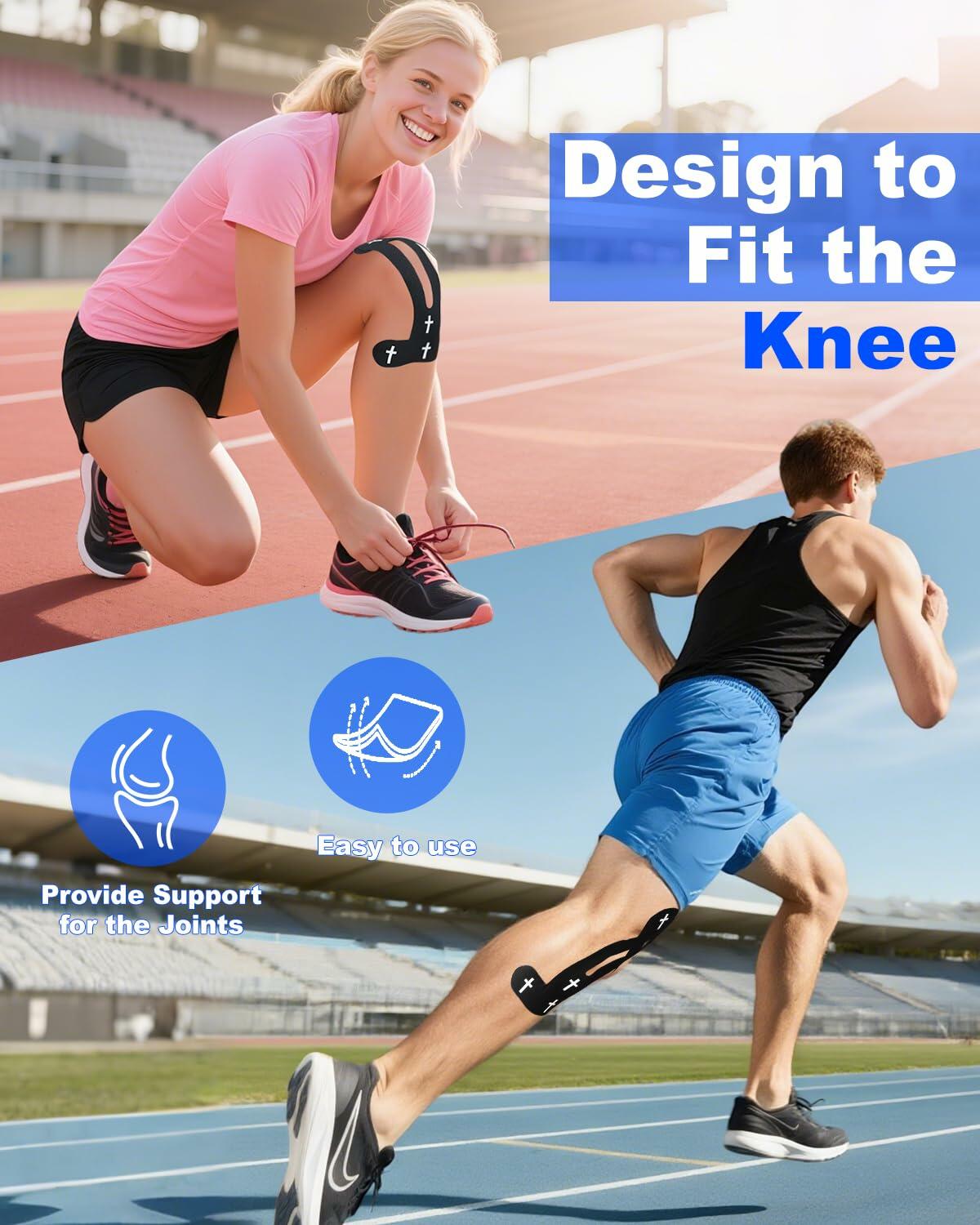 Yigney Christian Cross Kinesiology Tape Knee Support Black 12 Pcs