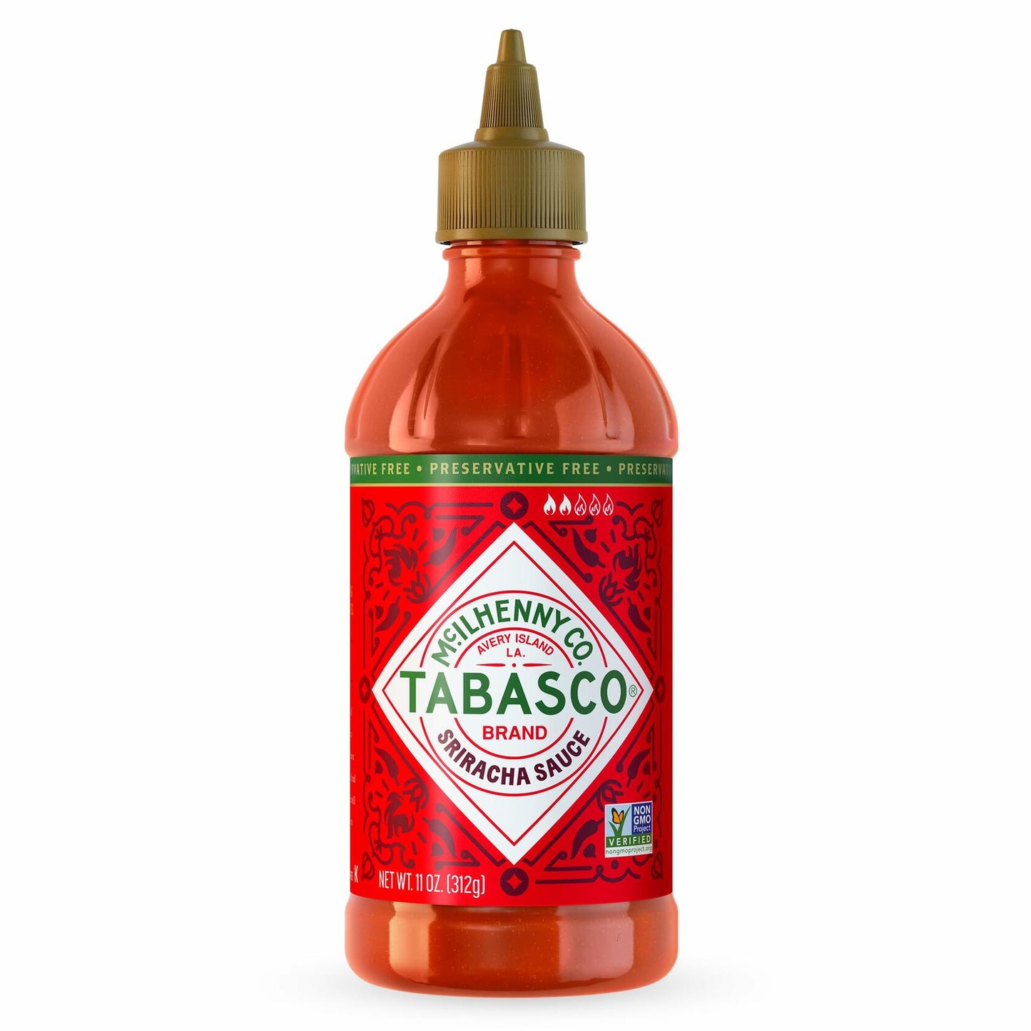 BestBy12/25 TABASCO Sriracha Medium Hot Sauce 11oz Easy-Squeeze Bottle Pack 1