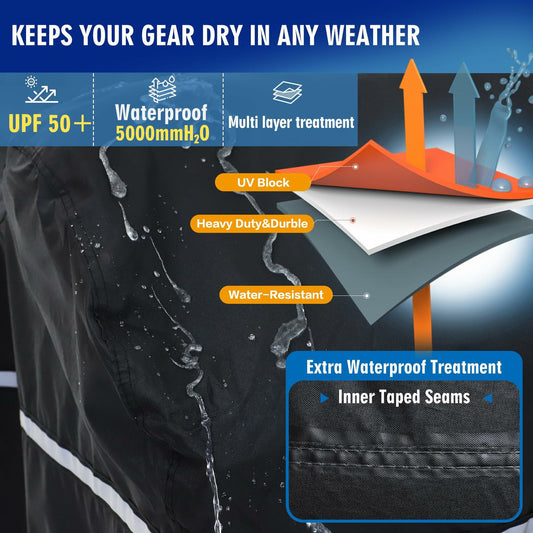 SUPCVR Motorcycle Cover Heavy Duty Waterproof UV-Proof Reflective Strips Black