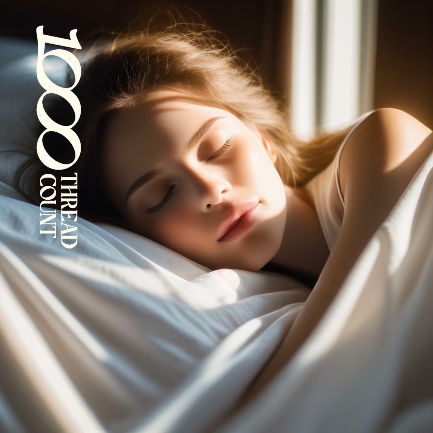 SAKIAO Egyptian Cotton 1000TC King Sheets 17" Deep Pocket 4-Pc Pearl White King