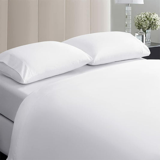 SAKIAO Egyptian Cotton 1000TC King Sheets 17" Deep Pocket 4-Pc Pearl White King