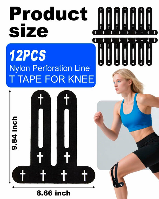 Yigney Christian Cross Kinesiology Tape Knee Support Black 12 Pcs