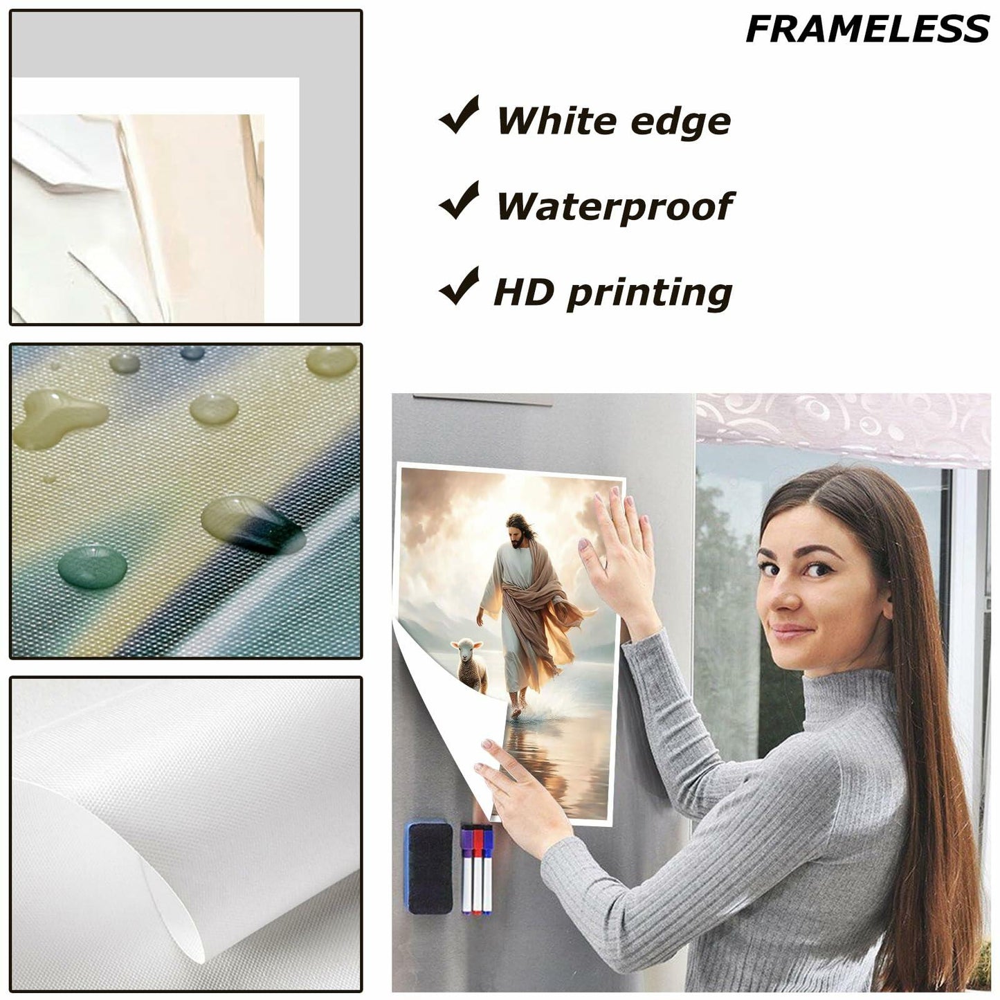 Generic Jesus and Lamb Canvas Wall Art Christian Poster 16x24in YS-5 Unframed