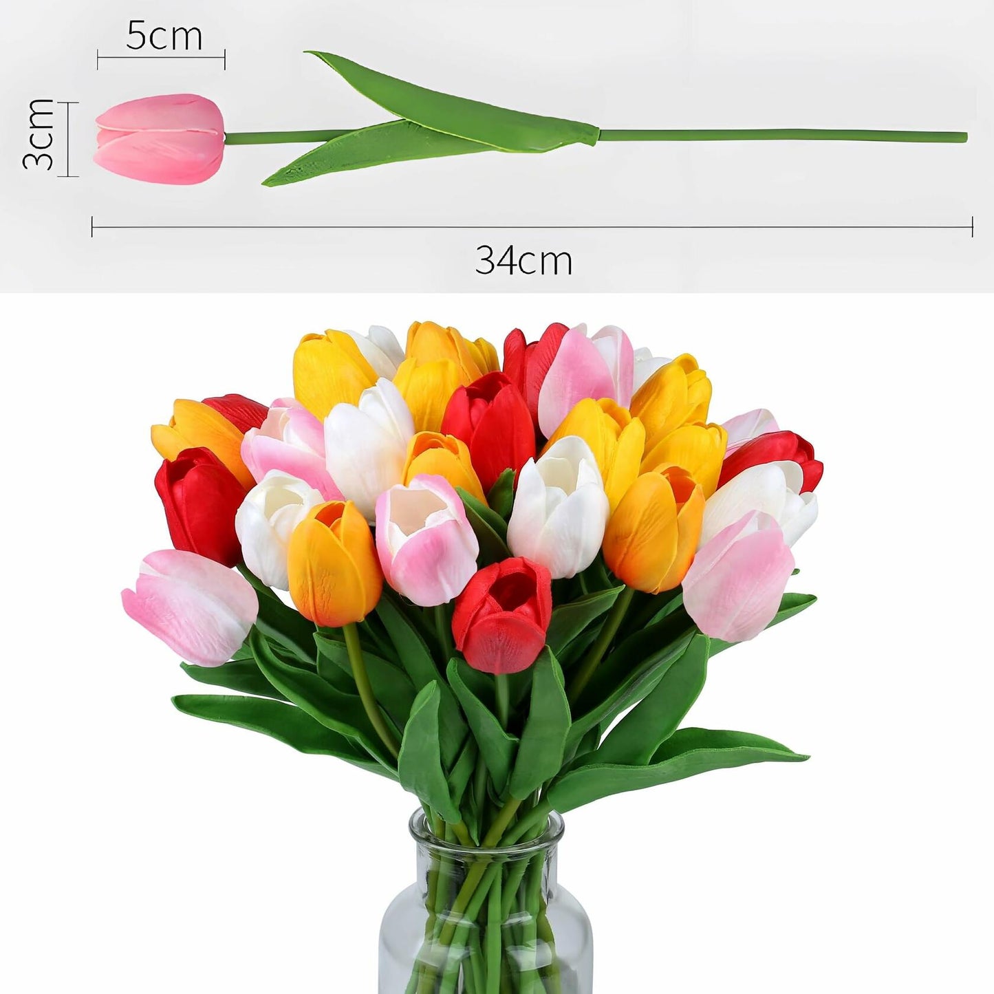 Tumhorn 10pcs Yellow Red Artificial Tulip Flowers 13in Silk Bouquet