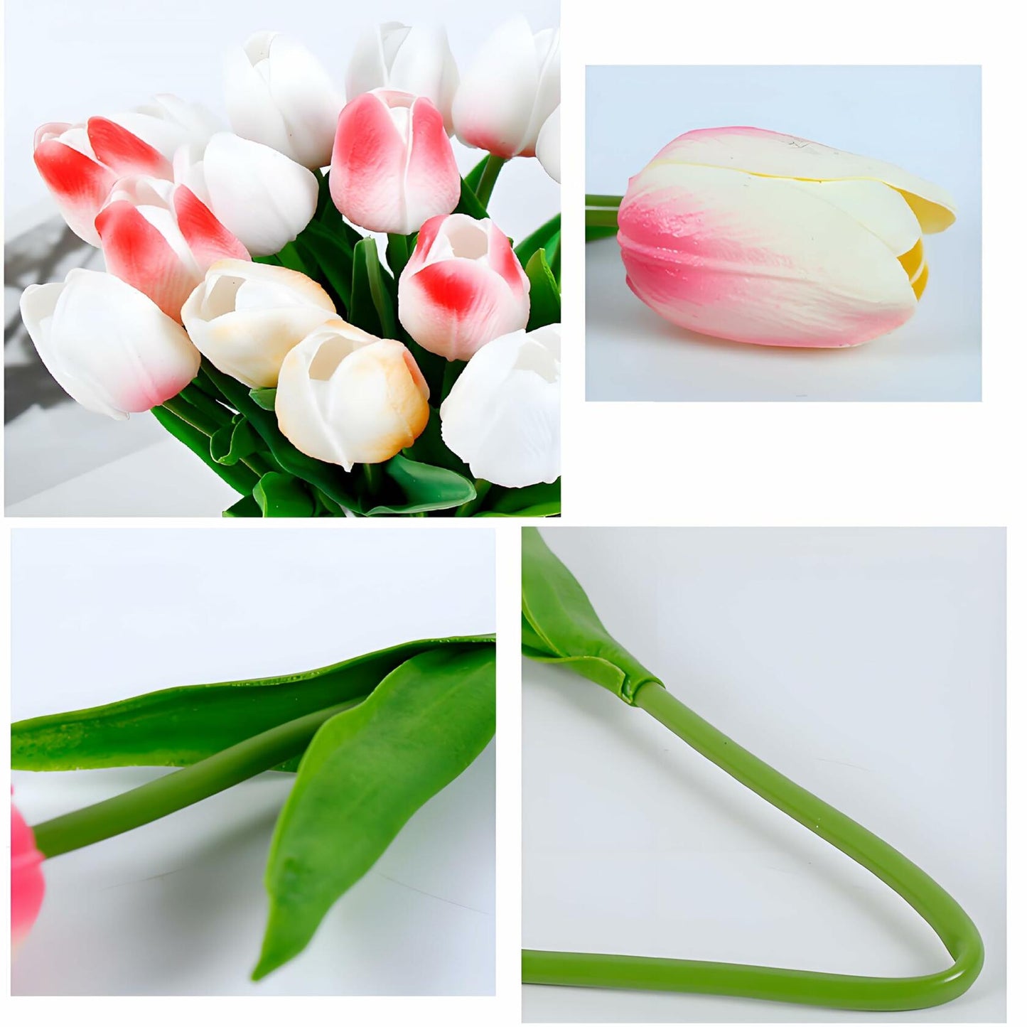 Tumhorn 10pcs Yellow Red Artificial Tulip Flowers 13in Silk Bouquet