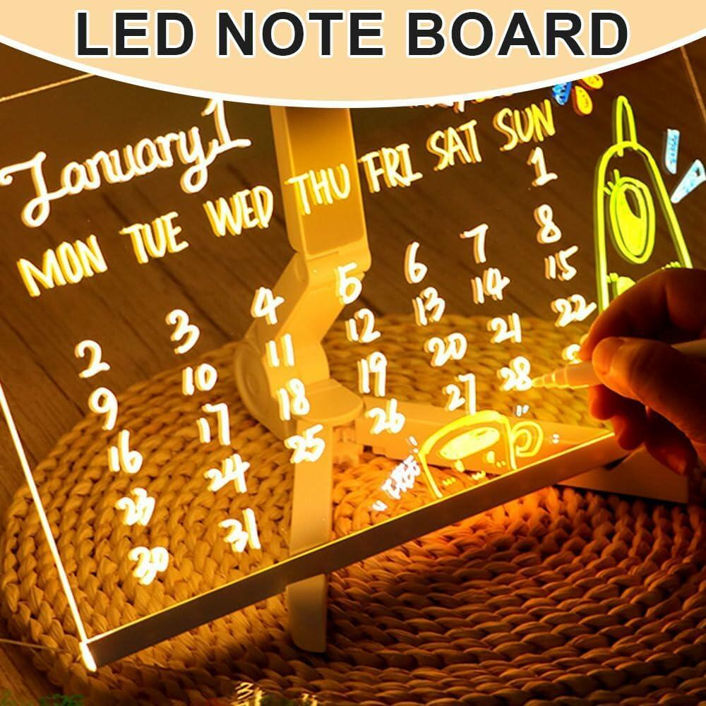 WESUN LED Note Board Acrylic Light Up Message Board 7 Pens 7.9x7.9"