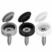 YDKOEDD 200pcs Plastic Hinged Screw Cover Caps Waterproof Black Large