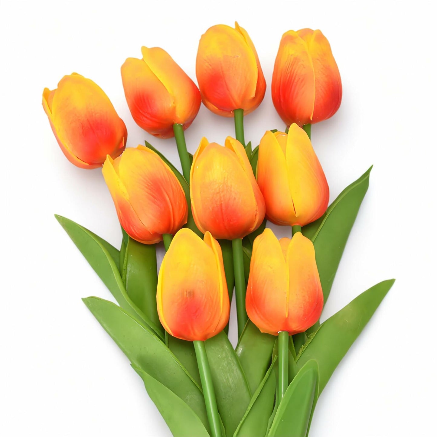 Tumhorn 10pcs Yellow Red Artificial Tulip Flowers 13in Silk Bouquet