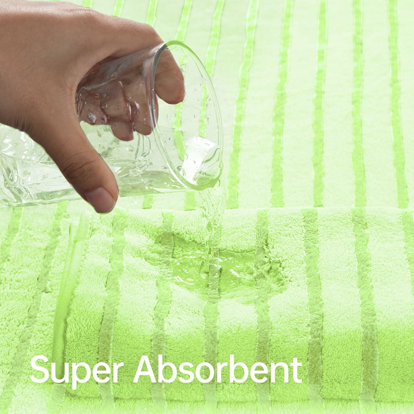 Mistyrose Microfiber Bath Towels 8 Pack Set Large Fruit Green Striped