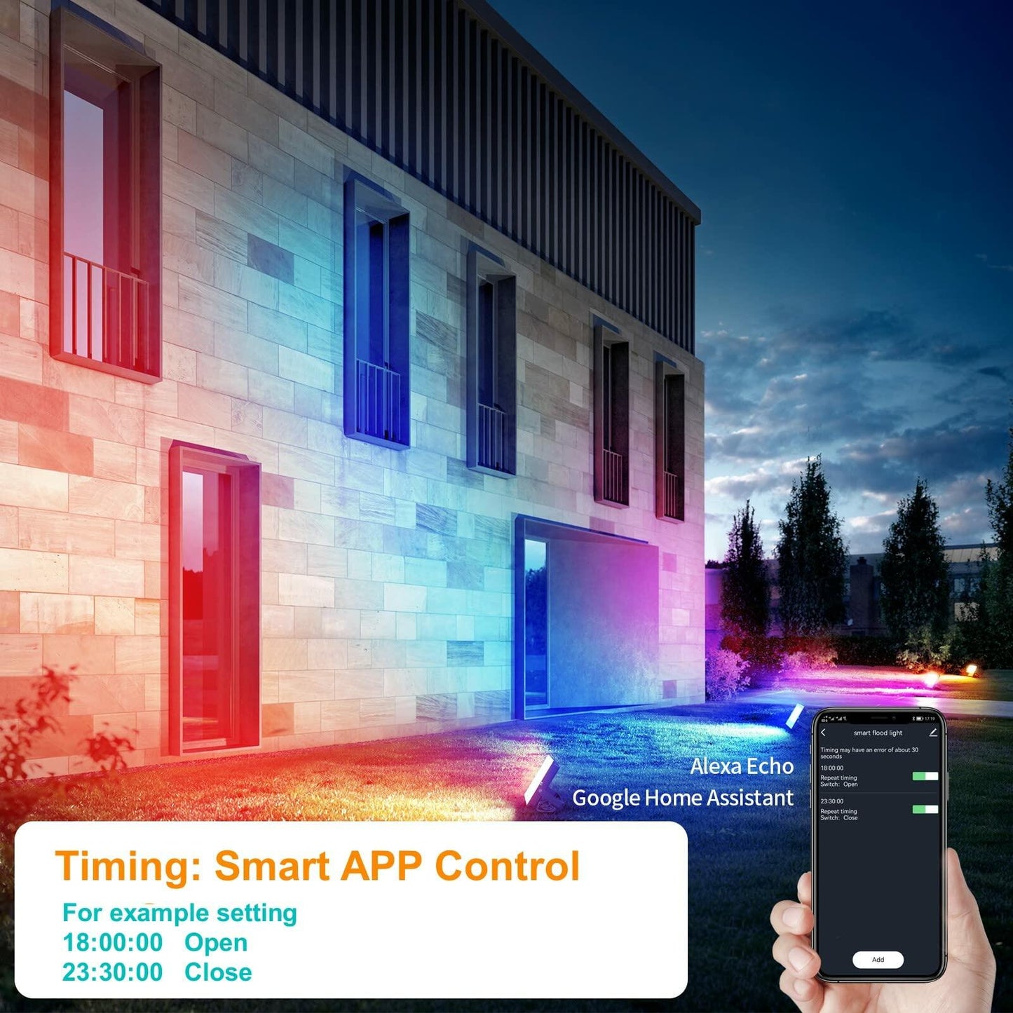 ILLSTAR Full Power RGB Flood Light 60W Smart Color Changing IP66 Large