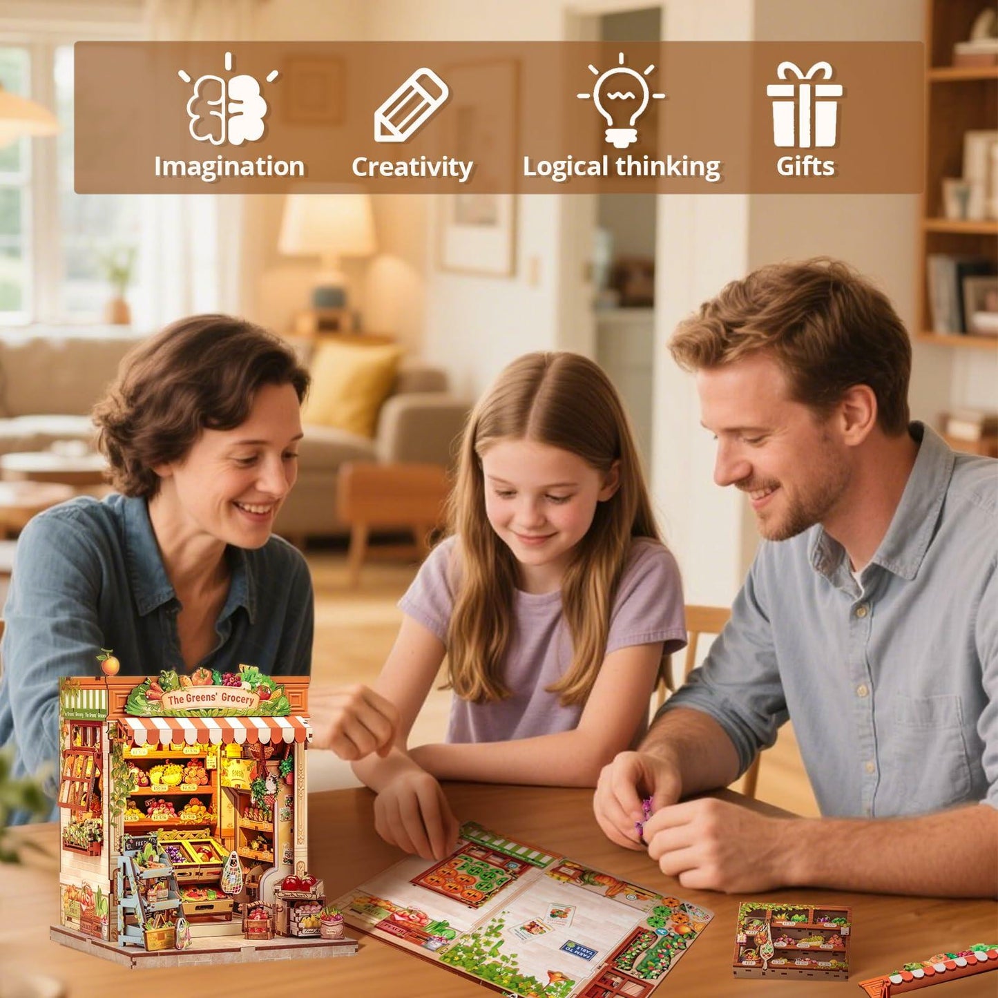 Cutefun Book Nook Kit DIY Mini Fruit & Vegetable Store LED Greens’ Grocery