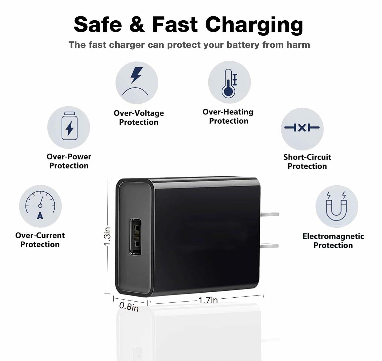 zonbto USB C Fast Charger for Jitterbug Lively Smart 3rd Gen Flip 2 Black