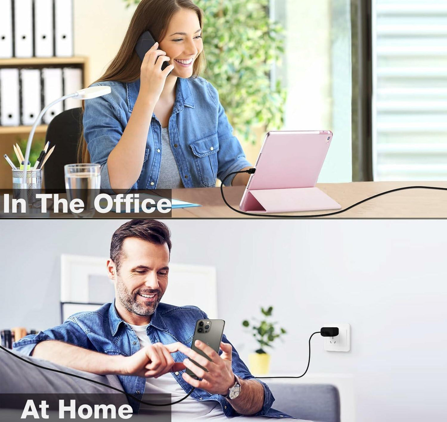 zonbto USB C Fast Charger for Jitterbug Lively Smart 3rd Gen Flip 2 Black