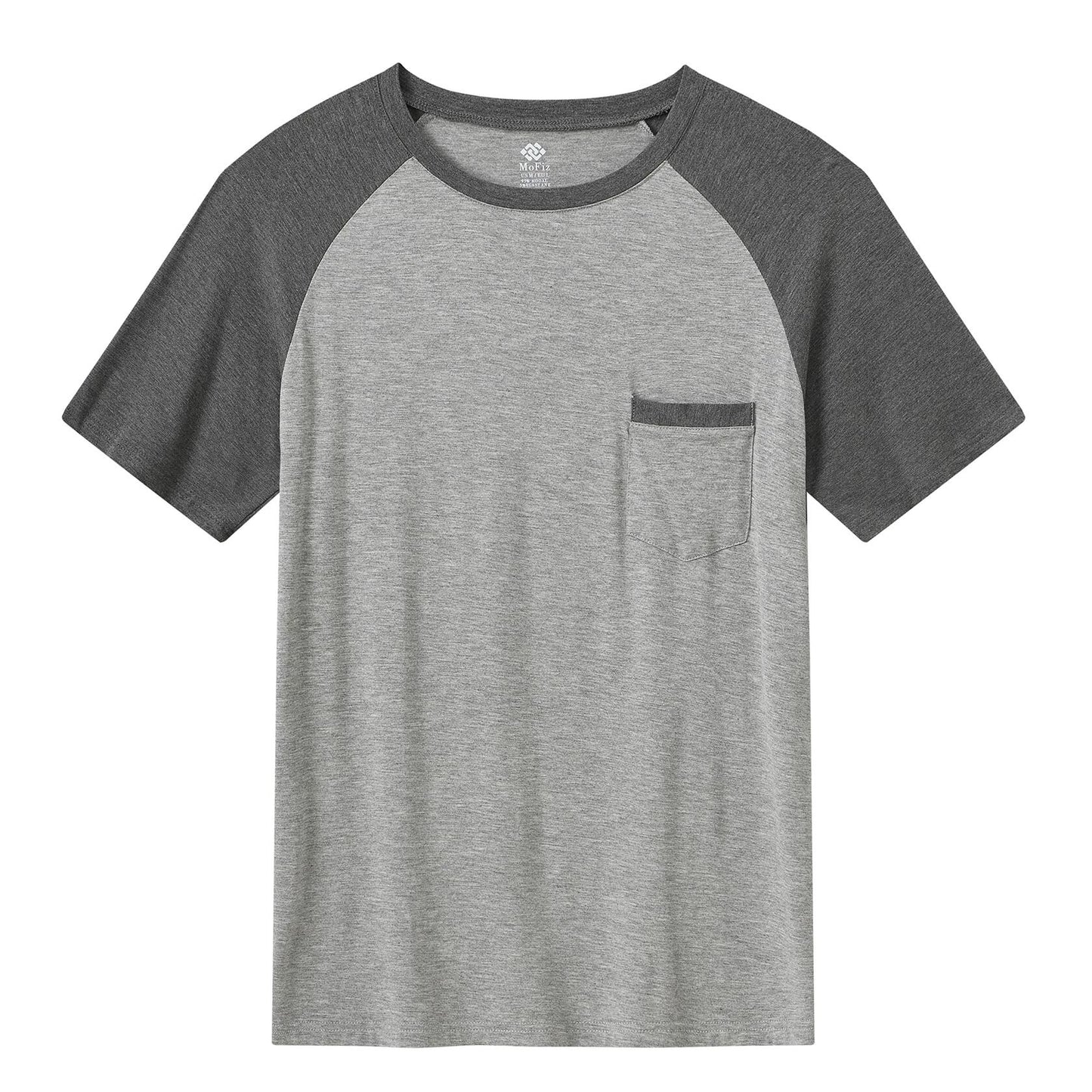 MoFiz Mens Sleepwear Pajama Set Lightweight Cotton Dark Gray Light Grey Size XL