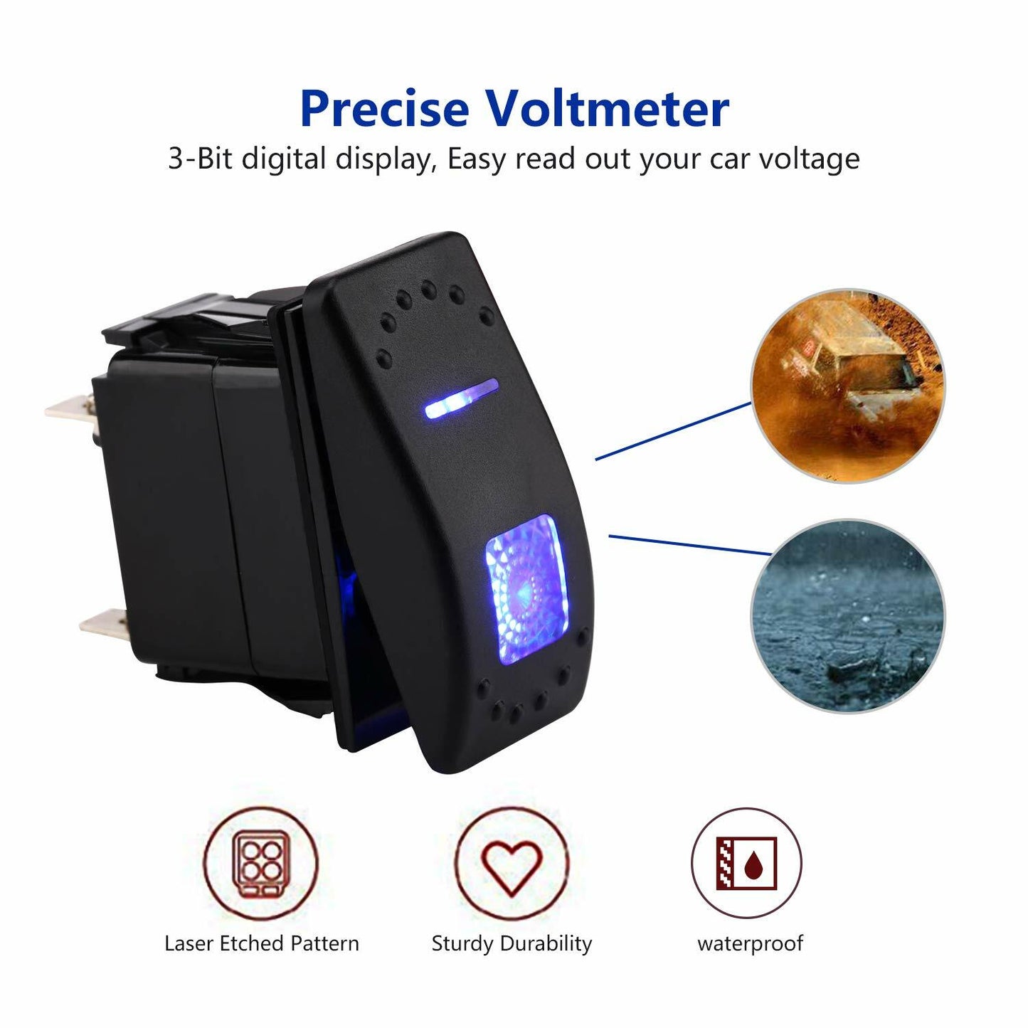 Garfour Marine 6 Gang 5 Pin Red LED Aluminum Rocker Switch Panel