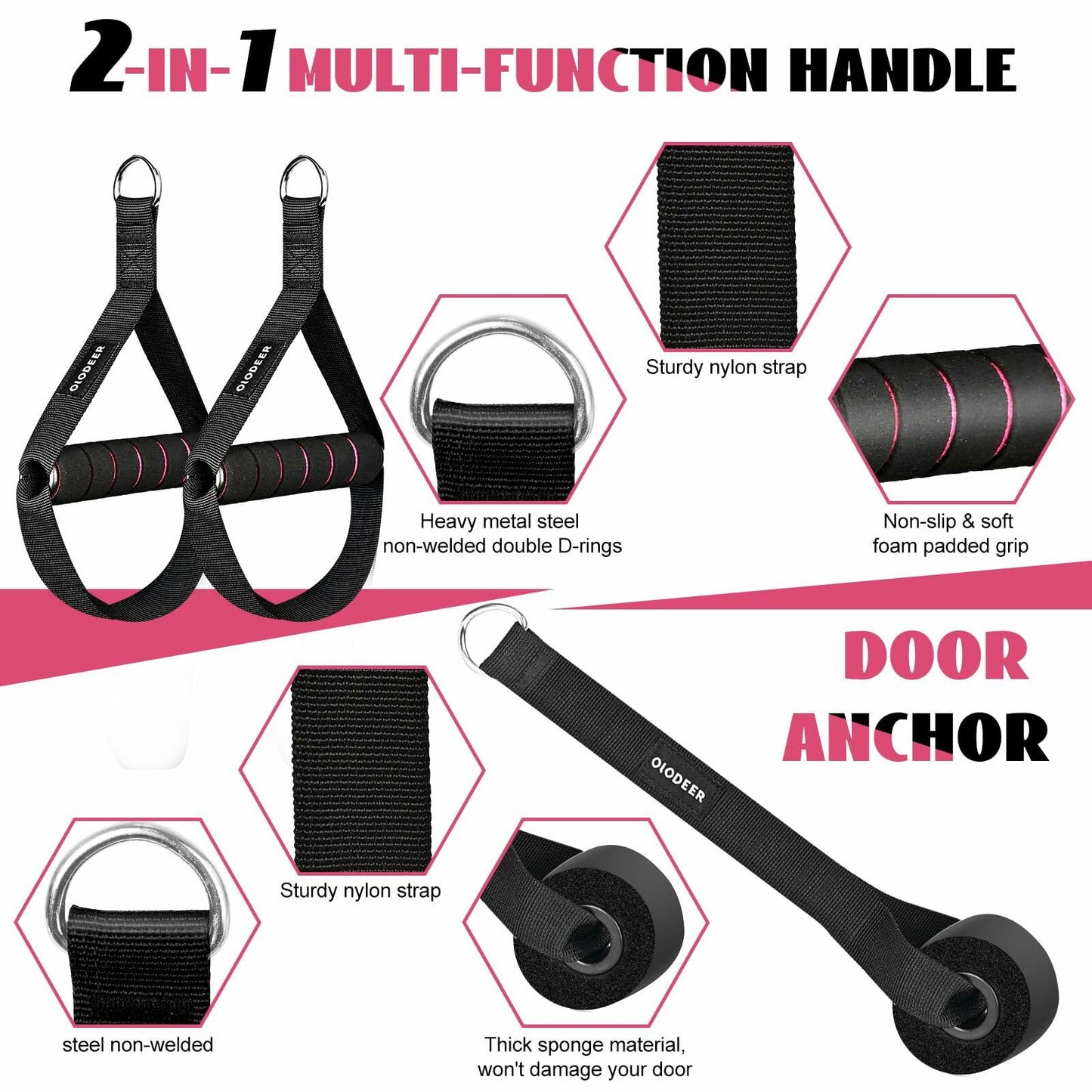 Olodeer Pilates Bar Kit with Resistance Bands & Ab Roller Pink Full Body