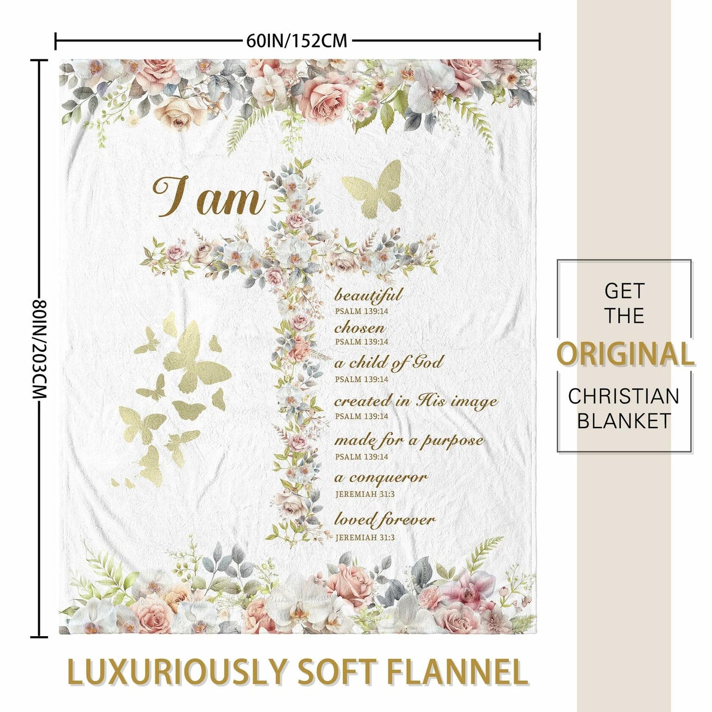 Ekpvgit Christian Gifts Blanket I Am A Child of God 60x80