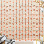 WenmthG 2 Pack Rose Gold 16th Birthday Party Decorations 3.3x6.6ft