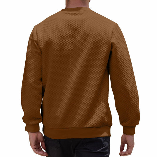 HOTake Mens Waffle Texture Pullover Sweatshirt Brown Size Small