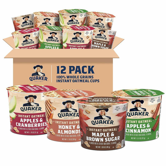 Quaker Instant Oatmeal Express Cups 4 Flavor Variety Pack 1.76oz 12 Count