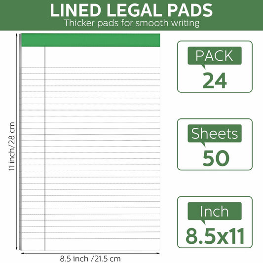 Colarr Legal Pads 8.5x11in Wide Ruled 50 Sheets 18 Pack Yellow Note Pads