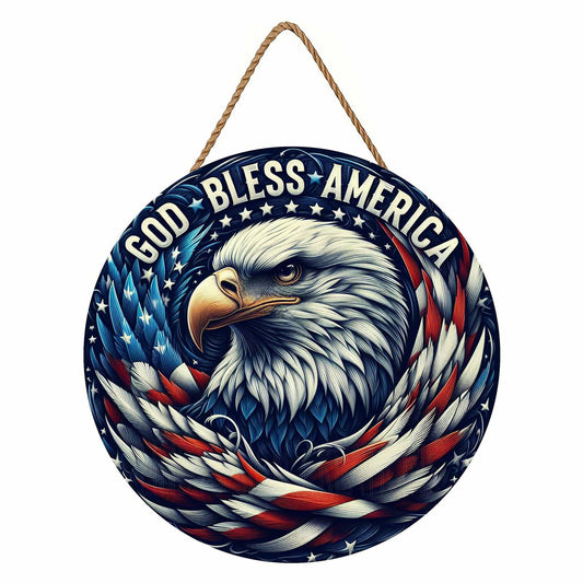 Hoomdycm Patriotic Memorial Day Door Sign Wooden Hanging Decor 12x12