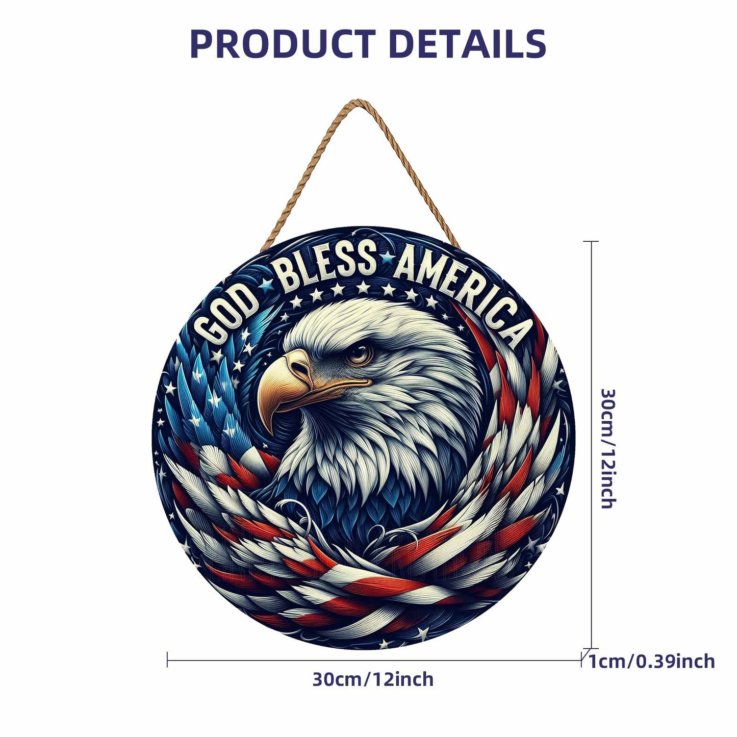 Hoomdycm Patriotic Memorial Day Door Sign Wooden Hanging Decor 12x12