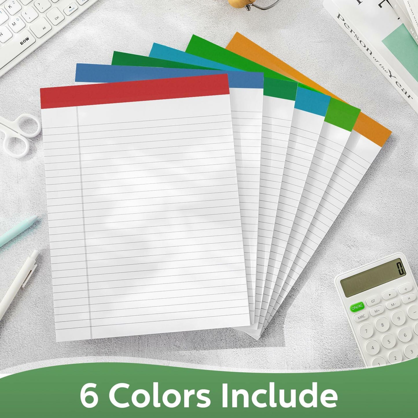 Colarr Legal Pads 8.5x11in Wide Ruled 50 Sheets 18 Pack Yellow Note Pads