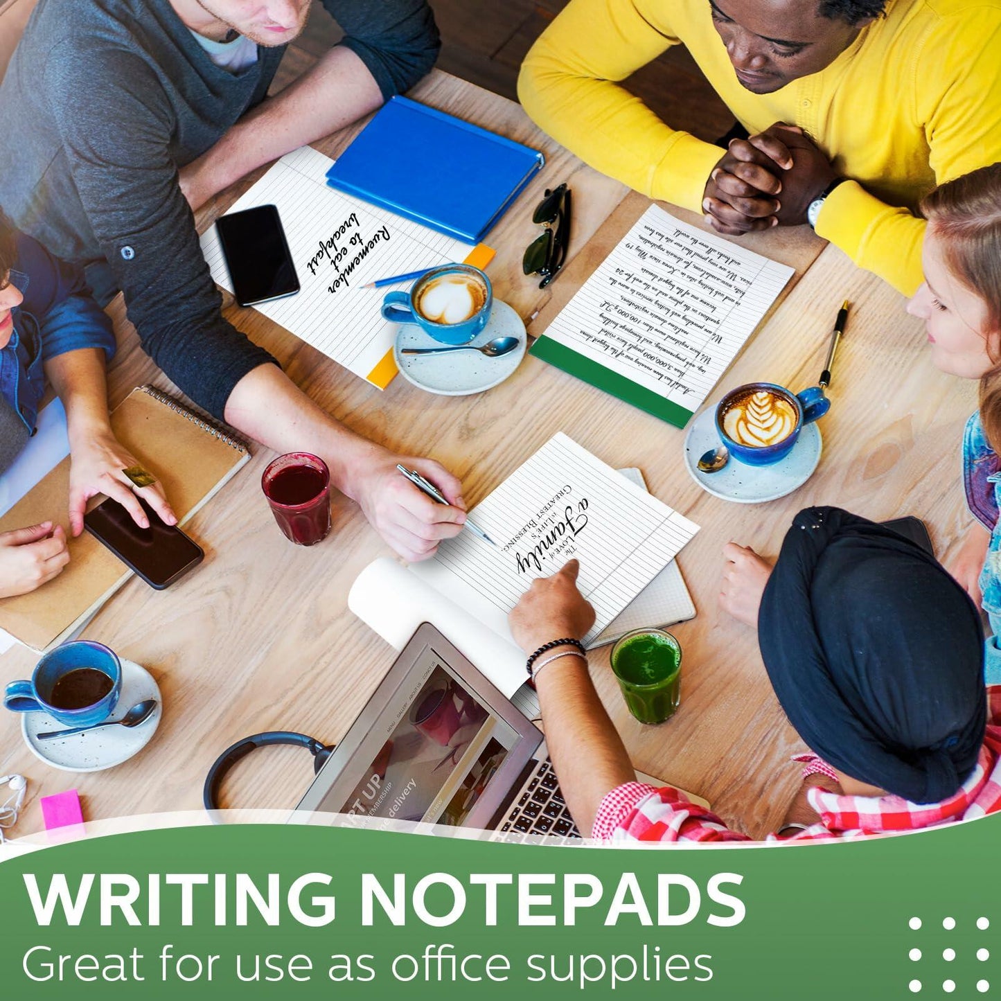 Colarr Legal Pads 8.5x11in Wide Ruled 50 Sheets 18 Pack Yellow Note Pads