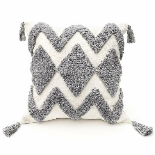 PLWORLD Boho White Moroccan Tufted Throw Pillow Cover 20x20 Inch Cream 1 PC