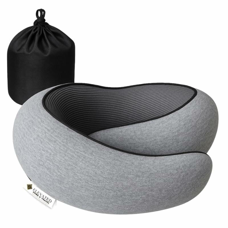 ELEVATED HOME & TRAVEL 2025 Travel Neck Pillow Memory Foam Dark Gray